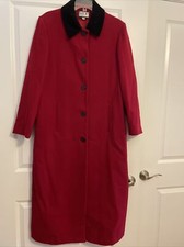 Mdp Mario De Pinto Vintage 90's Women Coat, Red Wool Full Length Button Size 12