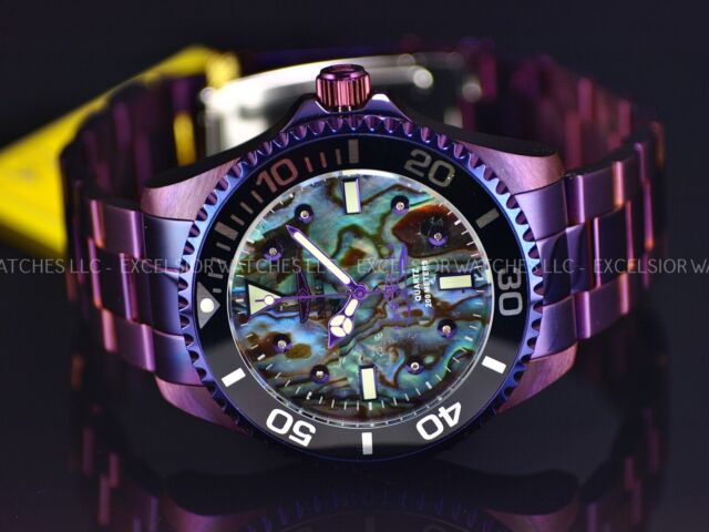 Invicta Pro Diver Men's 47mm Diamond Abalone Dial Purple Quartz 