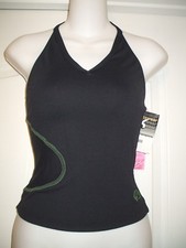 NWT GK Elite Black Halter Top Dance Gymnastics Cheer Skating Leotard Adult