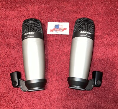 Samson C01 Studio Condenser 2 Microphone Stereo Pair XLR Mics Set Overheads Used