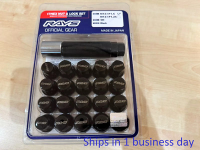 RAYS Steel Wheel Lug Nuts＆ Locks 17Hex M12x1.50 Thread 5 Holes Black 20PC Set