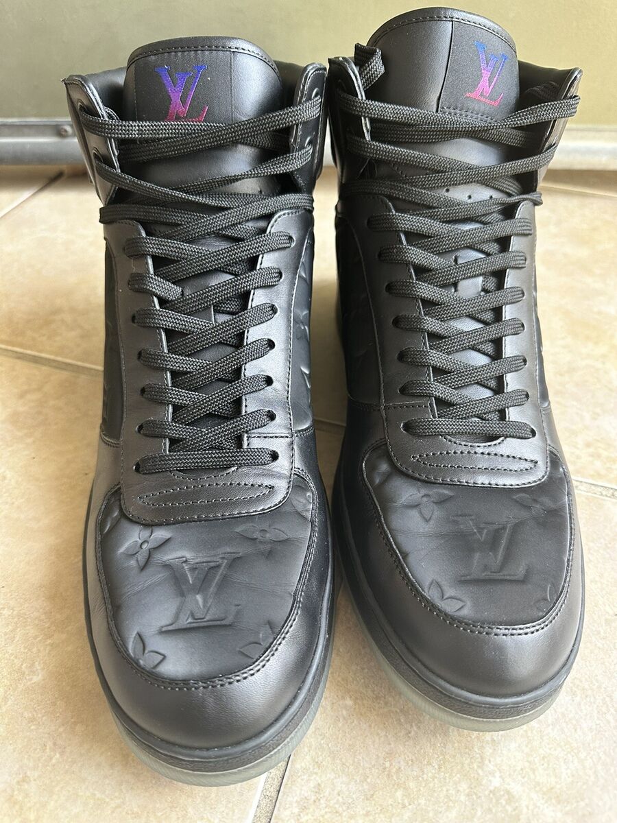 LOUIS VUITTON Sneakers LV8.5/US9.5 Black Holographic Monogram Rivoli High  Top