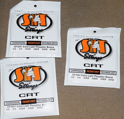 A 3-Pack of SIT Strings CRT Coated CP1047 Acoustic Guitar Strings