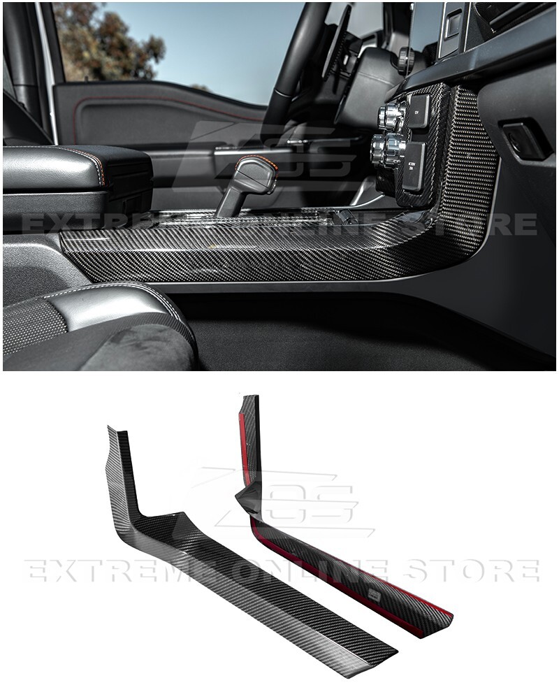 For 21-Up Ford F-150 CARBON FIBER Interior Center Console Side Panel Trim Cover