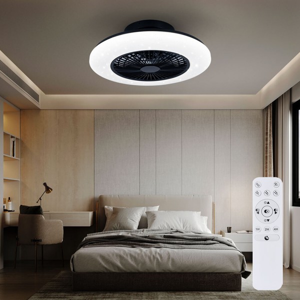 Deckenventilator Deckenlampe Fernbedienung Vor-RüCklauf Led Timer Sterneneffekt-image