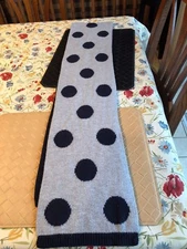 American Eagle Outfitters Polka Dot Reversible Scarf Navy & Grey
