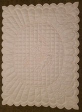 Crib baby girl HAND QUILTED 52.5" x 40  quilt bunnies pink lamb butterflies