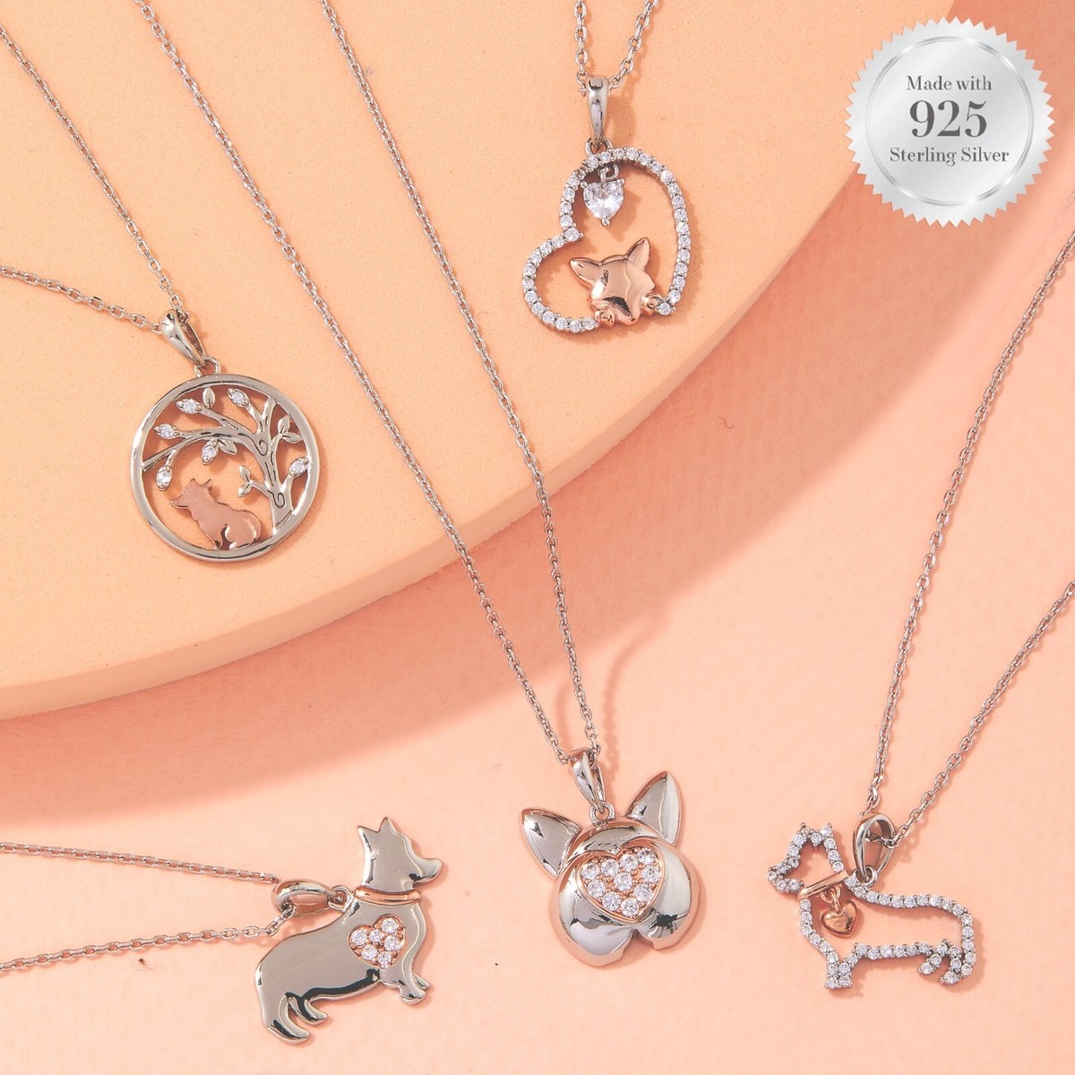 Charmed Aroma Corgi Dog Candle 925 Sterling Necklace & Corgi Bath