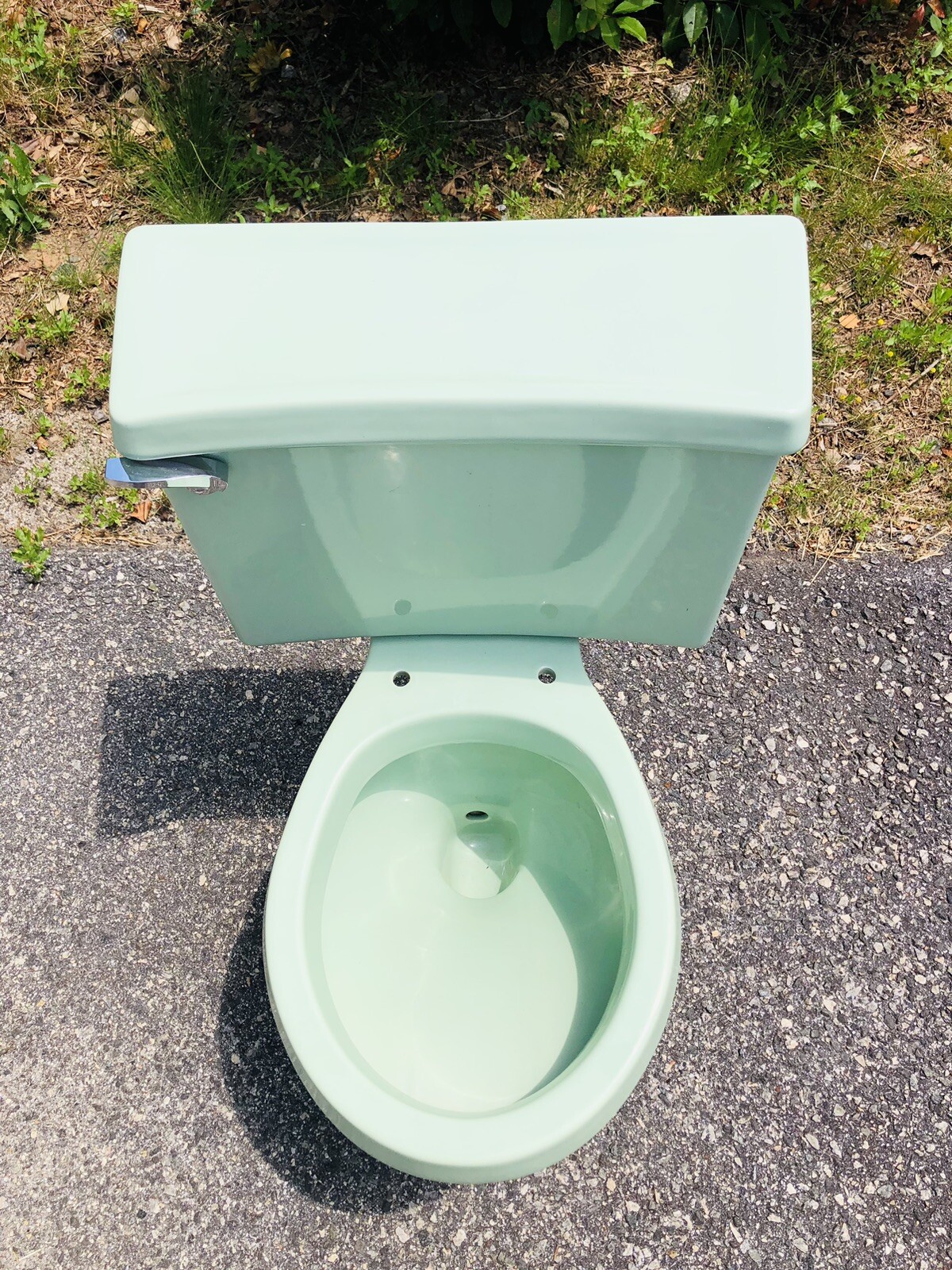 Vintage Mid Century Jade Mint Sea Foam Green Toilet & Sink Bathroom Set