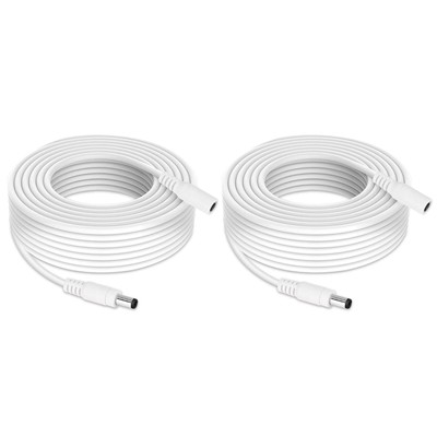 2 Pack 6.6ft DC Power Extension Cable 5.5mm x 2.1mm White 12V DC Adapter