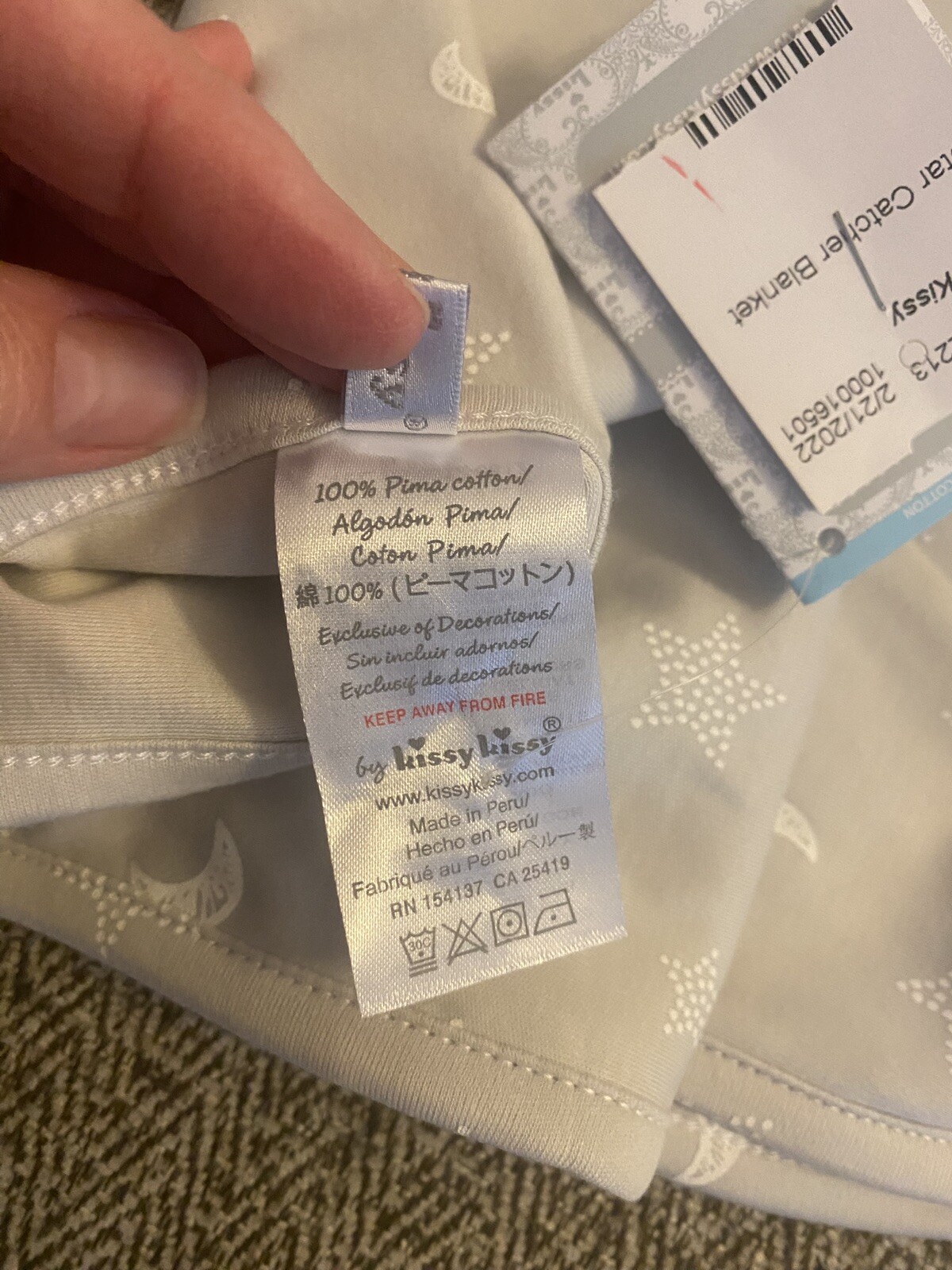 Kissy Kissy Baby Unisex Grey Gray Star Gazer Blanket One Size