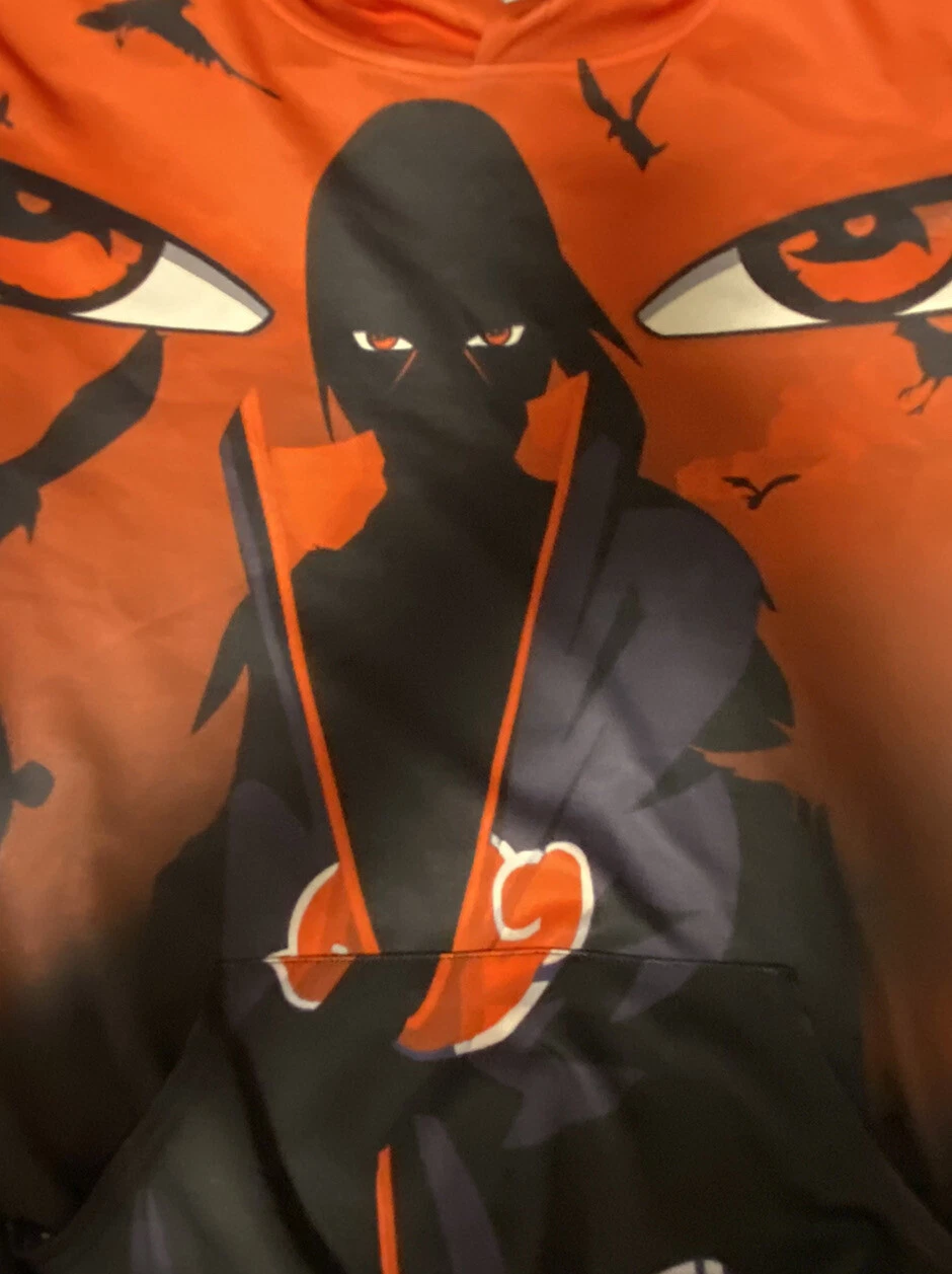 Narutoo Uchiha Itachi Mangekyo Sharingan Large Hoodie Hooded Sweatshirt EUC