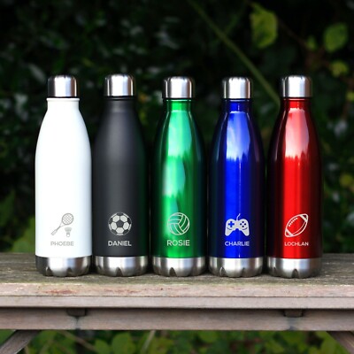 PERSONALISIERTE Metall Trinkflasche 500ml Thermo Vakuum Trinkflasche - Symbol & Name
