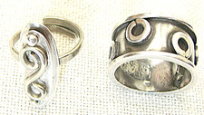 Judaica 2 Vintage modernist silver sterling rings, 12 gr. Israel, 1960's