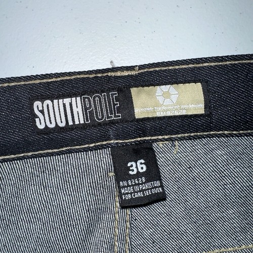 Vintage Y2K SouthPole Jeans Very Baggy Wide Leg Gold Label Dark Raw Denim 36x33 - Picture 9 of 19