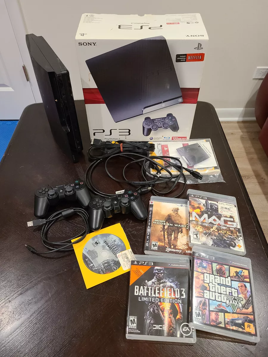 Sony PlayStation 3 Console PS3 Slim Game Bundle Lot | Controller, 5 Games,  Cords