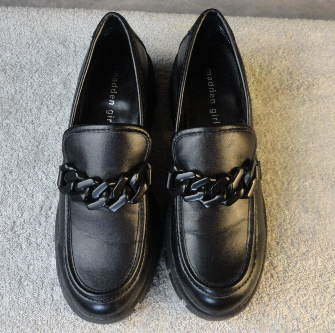 Madden Girl Womens Hastings Black Slip-On Loafers Shoes 8 Medium