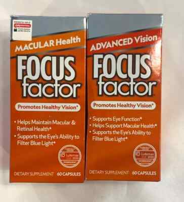 Lot of 2 Focus Factor Advanced Vision Eye Health 60 Caps each 05/2025 ...