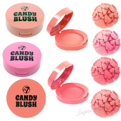 W7 Face Rouge Makeup CANDY BLUSH Pink Peach Compact Flawless Finish 6g