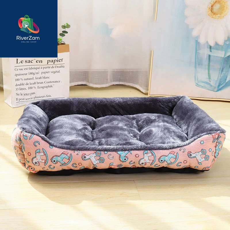Dog and Cat Bed with Soft Carpet Cushion, Comfortable Pet Sleeping Accessories