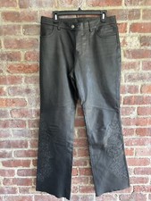 Harley Davidson Women's Leather Pants Embroidered Riding Lined Black Size 10
