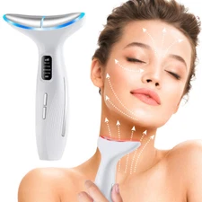 Dual Vibration Neck Facial Device - Smart Microcurrent & Red/Blue Light Therapy‌