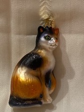 Old World Christmas Glass Blown Calico Cat Ornament 2013