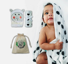 100x Job Lot Wholesale Muslin Swaddle Blanket + Hooded Towel Baby Set BIAB