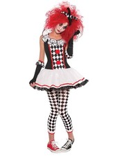 Harlequin Honey Clown Carnival Circus Fancy Dress Up Halloween Teen Costume