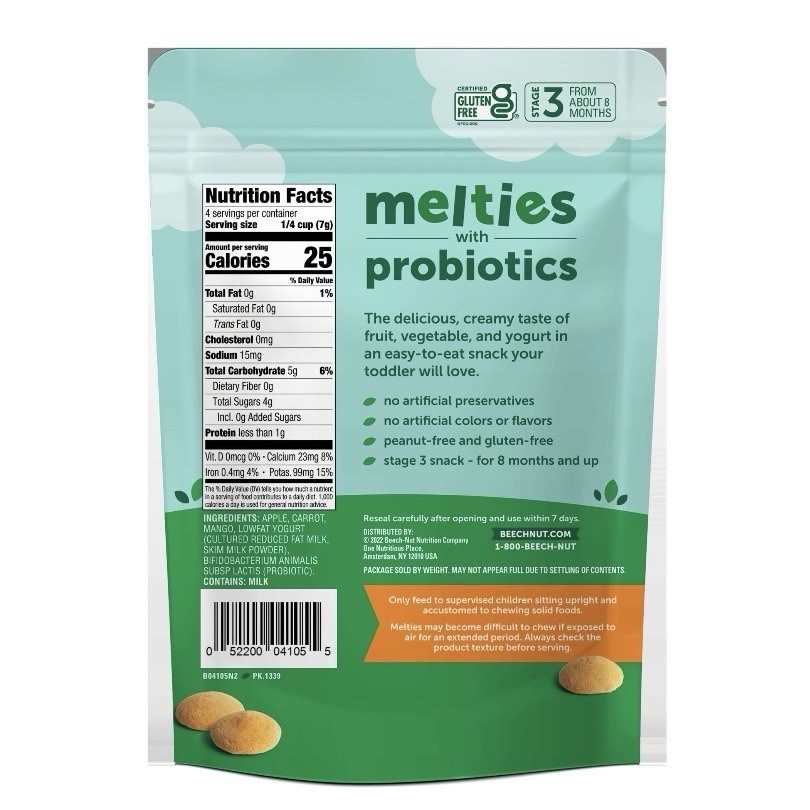 Beech-Nut Probiotic Melties Yogurt Melts Baby & Toddler Stage 3 Snack, 1oz, 6 ct