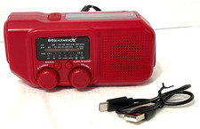 WeatherX Emergency Radio NOAA Weatherband AM/FM w/Bluetooth  Flashlight Red - N