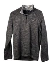 Eddie Bauer Men's Medium Gray Quarter Zip Pullover 