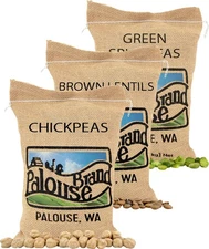 Certified Glyphosate Residue Free Palouse Chickpeas, Split Peas, Brown Lentils