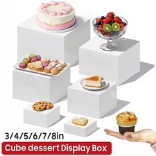 6PCS Buffet Risers Acrylic Cube Display Box Nesting Riser Stand 3x4x5x6x7x8 Inch