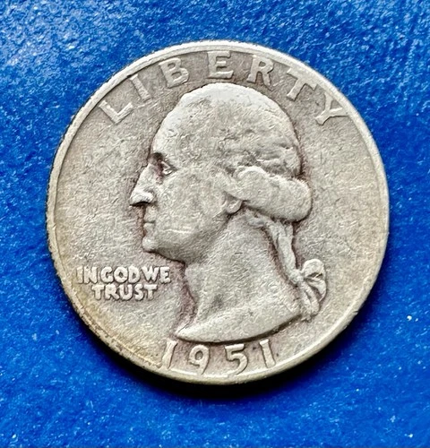 1951-D Washington Quarter. 90% Silver. XF Condition. Charity Auction.