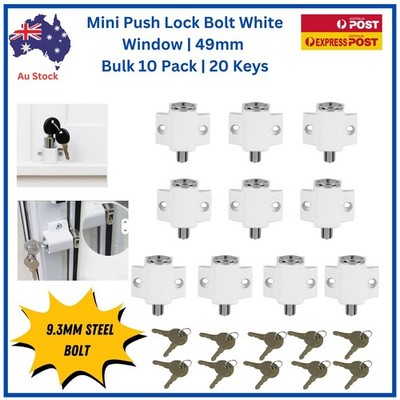 TradeBase Mini Push Lock  Window | Door | White | Bulk 10 pack