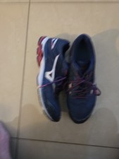 MIZUNO WAVE RIDER 20 Running Shoes Blue/Silver/Red Mens Size 13 Pre-owned