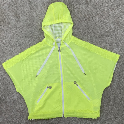 Franco Vello Jacket Women Large Yellow Windbreaker Hood Designer Lusso Creative