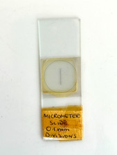 Vintage microscope slide Stage Micrometer - 1 cm 0.1 mm Divisions.