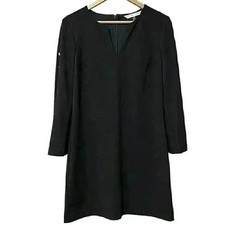Trina Turk Nalin Shift Dress 4 Black Studded Sleeve Mini V-Neck Back Zip NWT