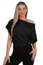 Womens Oversized T Shirt Top Short Sleeve Tie Knot Bardot Off Shoulder Crop Top