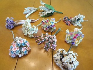 Fabulous Lot Of 11 Bunches Millinery Flowers Forget Me Nots & Lily Of The Valley