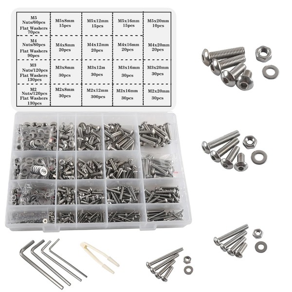 Schrauben Set M2-M5 1180 StüCk Edelstahl Innensechskant Muttern-image