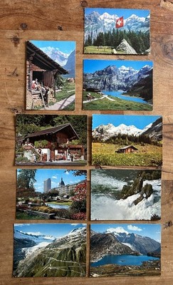 Vintage Switzerland Postcard Lot of 9 - Swiss Alps Oeschinensee Berner Oberland