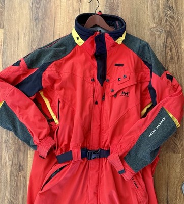 Helly Hansen Ski Suit Men One Piece Snowsuit Snow Bib Shell VTG Waterproof XL
