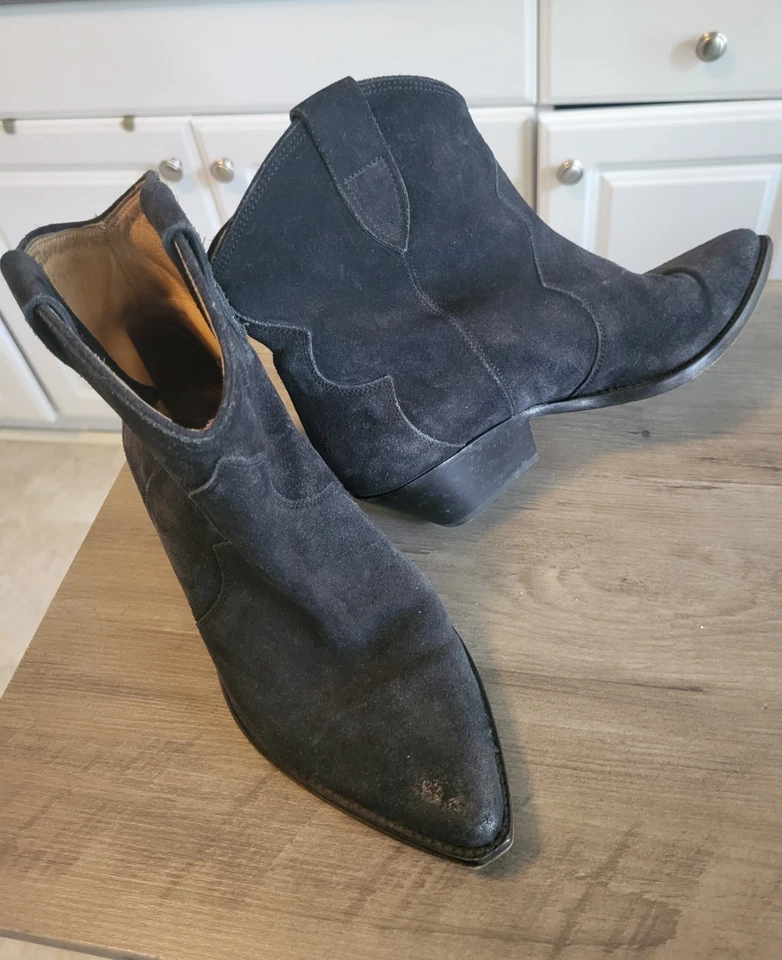 Isabel Marant Dewina black suede western ankle boots size 38 7.5-8 - Image 3 of 4