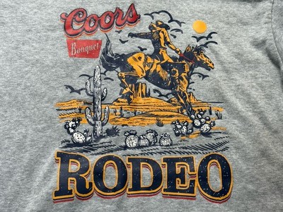Coors Light Rodeo Graphic Gray Fleece Pullover Hoodie Men's Size M Polyester