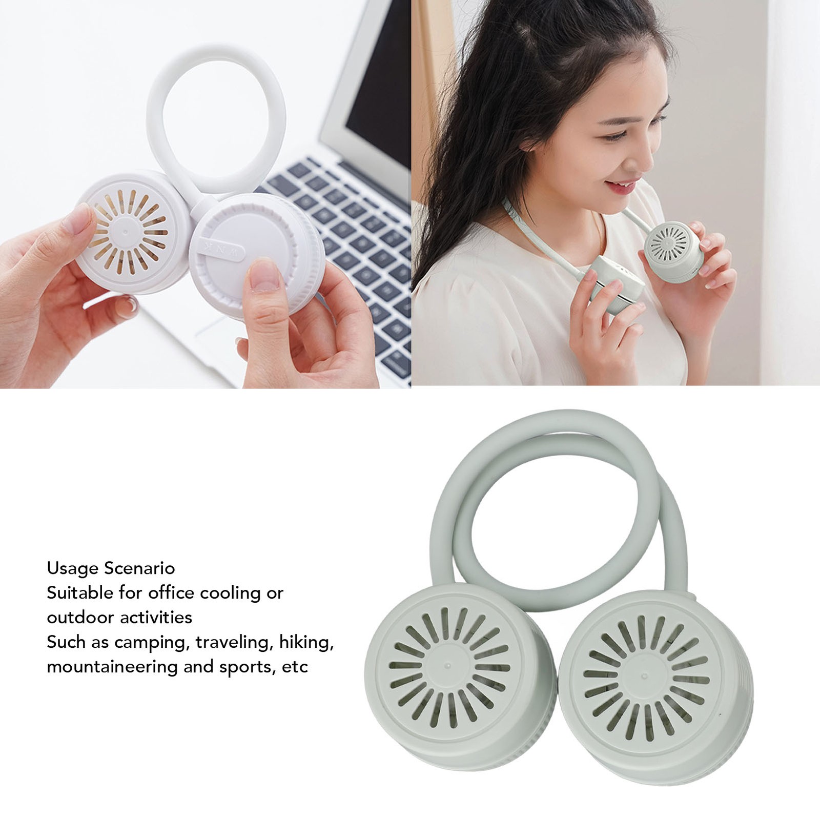 Neck Fan Foldable Bladeless Quiet USB Charging Small Hanging Neck Fan For