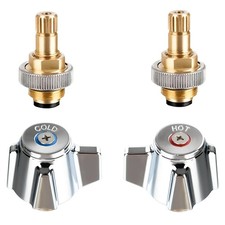 4" Brass Faucet Handle Cartridge Knob Kit with Stem 1 Pair