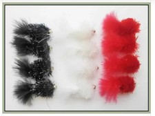 GoldHead Blobs  Flies, 12 pack of GoldHead Hot Blobs, Black,White & Red,